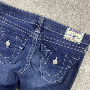 VTG True Religion Becky Low Rise Bootcut Jeans Women's Sz 27 Dark Wash Denim Y2K